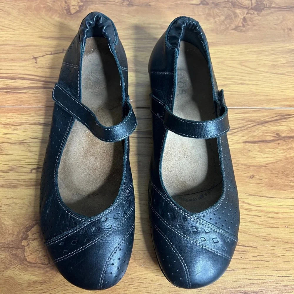 Taos Step It Up Mary Jane Flats Size 6.5 US 37 EU Leather Black Comfort - Picture 4 of 12